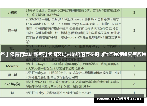 基于体育有氧训练与打卡图文记录系统的节奏时间标签标准研究与应用